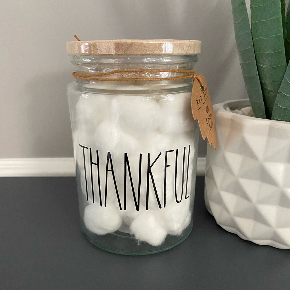 Rae Dunn clean glass jar THANKFUL New
